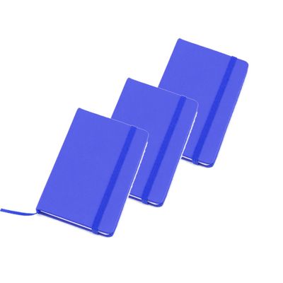 Set van 5x stuks notitieblokje harde kaft blauw 9 x 14 cm