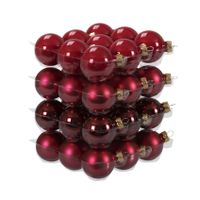 72x stuks glazen kerstballen rood/donkerrood 4 cm mat/glans - thumbnail