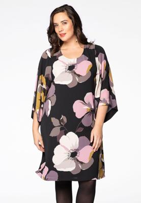 Yoek Dress SELENA wide sleeve | Zwart | Maat 38/40