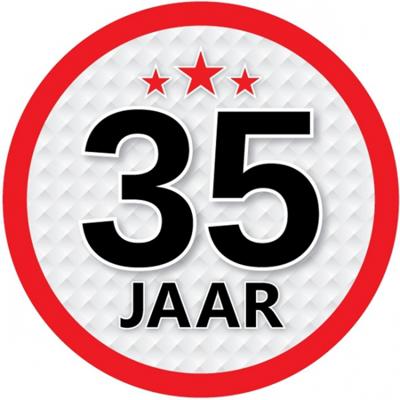 35 jaar leeftijd sticker - rond - Dia 15 cm - 35 jaar verjaardag - jubileum - leeftijd versiering