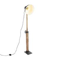 QAZQA Industriele vloerlamp donkergrijs met mango hout - Mangoes - thumbnail