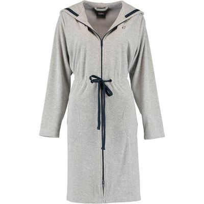 Cawö Cawö Dames Badjas met Capuchon, band en rits 821 - Grau-blau XS