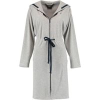 Cawö Cawö Dames Badjas met Capuchon, band en rits 821 - Grau-blau XS