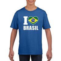 Blauw I love Brazilie fan shirt kinderen - thumbnail