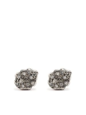 Rosa Maria puces d'oreilles pavées de diamants - Argent