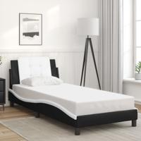 Bedframe met hoofdbord kunstleer zwart en wit 80x200 cm