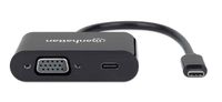 Manhattan USB 2.0 Adapter [1x USB-C stekker - 1x USB-C bus (Power Delivery), VGA-bus] 153430 20 cm Stekker past op beide manieren, Met laadbus - thumbnail