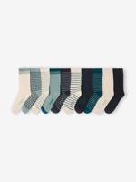 Set van 10 paar sokken jongens Basics smaragdgroen