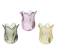 Waxinelichthouder Bloem Glas 9cm Assorti 1st