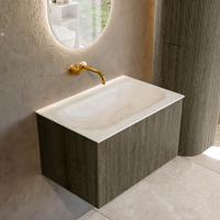 Badmeubel Mondiaz Kurve-Dlux | 70 cm cm | Meubelkleur Shadow | Wastafelkleur Ostra | Solid surface | Wasbak midden spoelbak | Zonder kraangat(en)