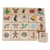 Houten Stempelset Kerst, 20dlg.