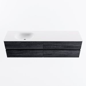 MONDIAZ VICA 180cm badmeubel onderkast Antracite 4 lades. Wastafel MOON links 1 kraangat, kleur Talc.