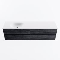 MONDIAZ VICA 180cm badmeubel onderkast Antracite 4 lades. Wastafel MOON links 1 kraangat, kleur Talc.