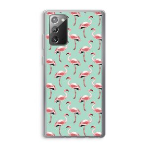 Flamingoprint groen: Samsung Galaxy Note 20 / Note 20 5G Transparant Hoesje