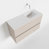Toiletmeubel Mondiaz Ada | 80 cm | Meubelkleur Linen | Lex wastafel Talc Rechts | Zonder kraangat