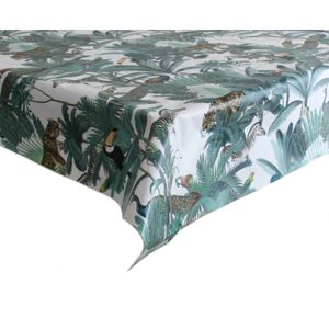 Tafelzeil/tafelkleed jungle print met bladeren en dieren 140 x 220 cm