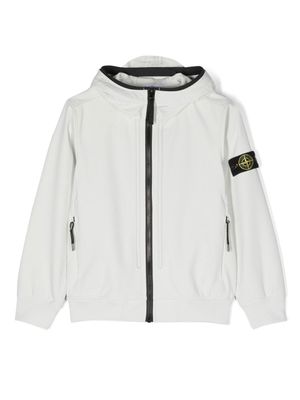 Stone Island Junior veste zippée à patch logo - Gris