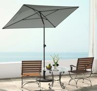 Zonnescherm Balkon 210 x 140 cm Balkonparasol Rechthoekig Tuinparasol aan Beide Zijden 30° Kantelbaar Grijs