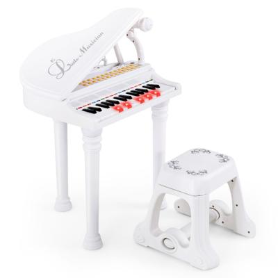Toetsenbord voor Kinderen 31 Toetsen met Kruk Elektronisch Pianotoetsenbord met Microfoon LED-Leer-Modus Draagbaar Speelgoedpiano