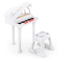 Toetsenbord voor Kinderen 31 Toetsen met Kruk Elektronisch Pianotoetsenbord met Microfoon LED-Leer-Modus Draagbaar Speelgoedpiano