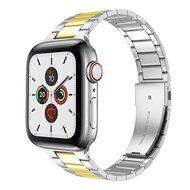 Stalen schakelband - Zilver met goud - Geschikt voor Apple watch 42mm / 44mm / 45mm / 49mm - thumbnail