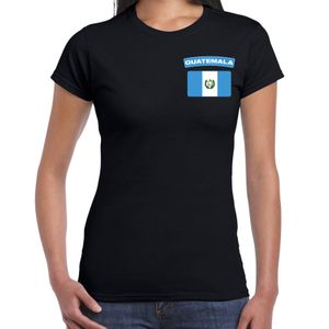 Guatemala t-shirt met vlag zwart op borst voor dames