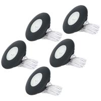 Set van 5 Pavo - Platte LED ipbouwspots met lage inbouwdiepte 12mm - 3 Watt 260 Lumen - 2700K Warm wit - Dimbaar - Rond - Meubelspot - IP44 waterdicht - Zwart