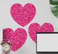 Wanddecoratie stickers Roze hartvormen met glitters