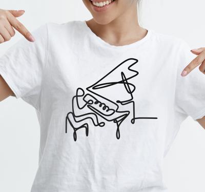 Pianist lineart schattig design t-shirt