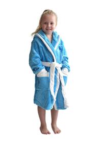 Badjas kids aqua / kinderbadjas met capuchon - XL (11-13 jaar)