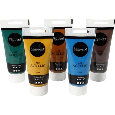 Creativ Company Pigment art acrylverf natuurlijke kleuren, 5x75ml