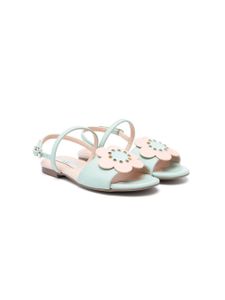 Stella McCartney Kids sandales en cuir à fleurs appliquées - Vert