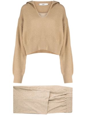 b+ab ensemble débardeur-pantalon à design nervuré - Tons neutres