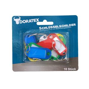 Doratex Sleutellabels/sleutelhangers met schrijfblad - 10x - gekleurd - kunststof/metaal   -