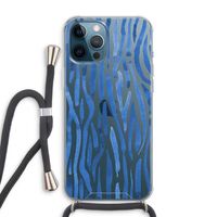 Blauwe nerven: iPhone 12 Pro Max Transparant Hoesje met koord