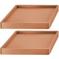 2x Stuks planten trolleys/multirollers vierkant terracotta kunststof 35 cm - Planten onderzetter