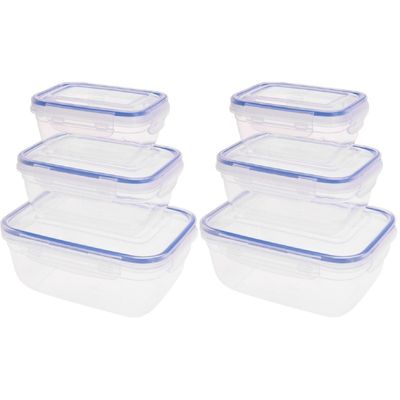 6x Voorraadbakjes/bewaarbakjes transparant 400, 800 en 1400ml