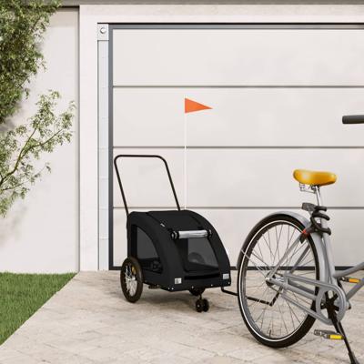 Hondenfietstrailer oxford stof en ijzer zwart