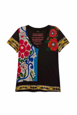 Slim fit gebloemd T-shirt - BLACK - XS Slim fit gebloemd T-shirt - BLACK - XS