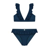 SHIWI Panama Ruffle Triangle Bikini Kids Blauw - thumbnail