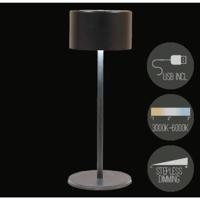 Anna's Collection Oplaadbare tafellamp usb zwart 8x22cm