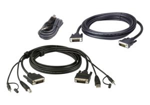 ATEN KVM Aansluitkabel [1x DVI-D-stekker, USB-A 2.0 stekker, Jackplug male 3,5 mm - 1x DVI-D-stekker, USB 2.0 bus A, Jackplug male 3,5 mm] 3.00 m Zwart