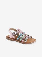 Leren kindersandalen met bandjes, kleuterschoolcollectie lila