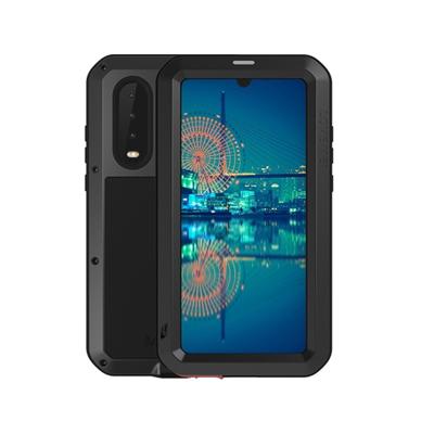 LOVE MEI krachtige stofdichte schokbestendige spatwaterdicht metaal + siliconen combinatie Case voor Huawei P30 (zwart)