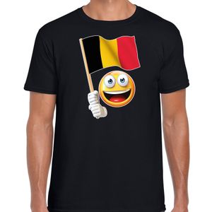 Belgie supporter / fan emoticon t-shirt zwart voor heren