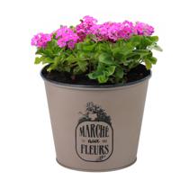 Plantenpot/bloempot voor buiten - zink - taupe - D17 x H14 cm