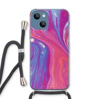 Paarse stroom: iPhone 13 Transparant Hoesje met koord