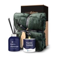 Gepersonaliseerd Wellnesspakket Kaars Geurstokjes en Plaid