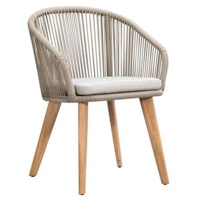 Diningstoel Nant - wicker/acacia taupe - 86x61x60 cm - Leen Bakker