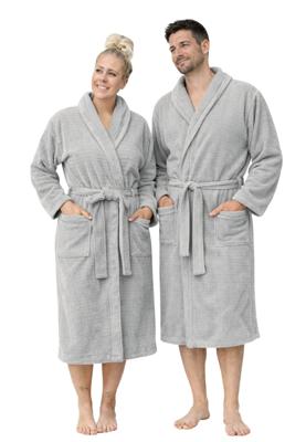Lichtgrijze wellness badjas velours-katoen